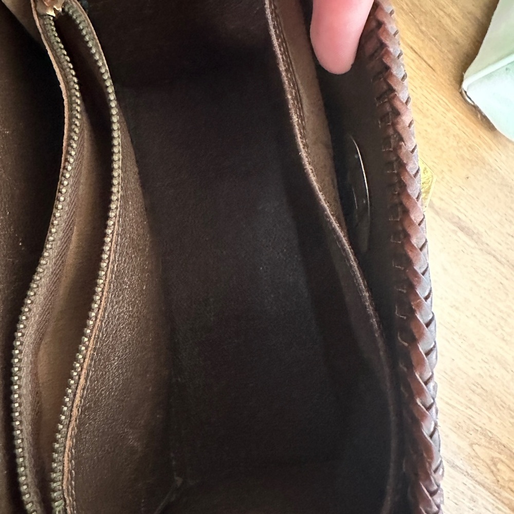 Vintage 🤎 Croc-Embossed Brown Leather Top-Handle Bag - Picture 9 of 10